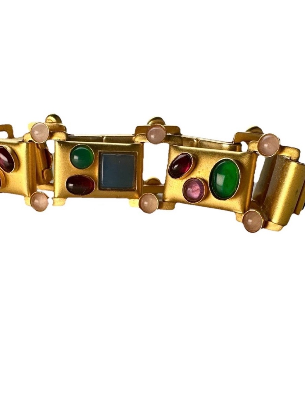 Vintage Gale Rothstein (Stamped) Semi-Precious Stones Gold Plated 7” Bracelet - Picture 3 of 8